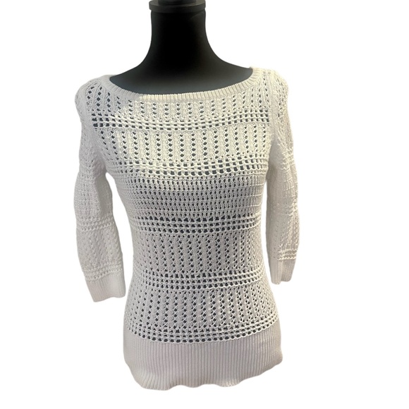 White House Black Market Sweaters - WHITE HOUSE, BLACK MARKET (WHBM). Delicate white knitted all season sweater.